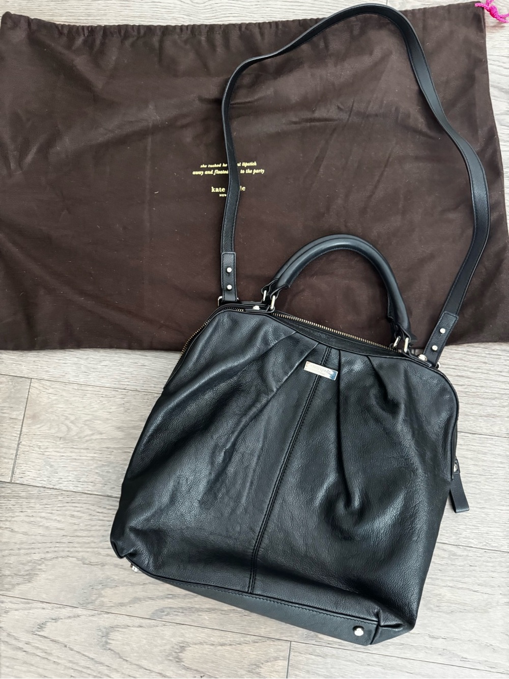 kate spade Black Leather 5 Points Camille Satchel Tote in great used condition